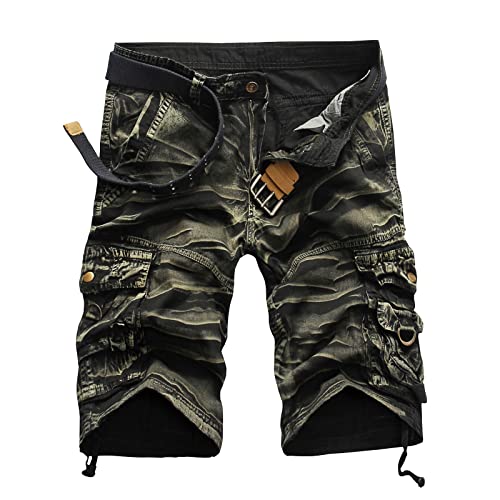 DHYUEN Jogginghose Herren Casual Outdoor Sporthose Laufshorts Sommer Freizeit Trekkinghose Wanderhose Elastischer Bund Sommer Sport Hose Für Männer Bermuda Shorts Herren Sommerhose（32,3-Camouflage） von DHYUEN
