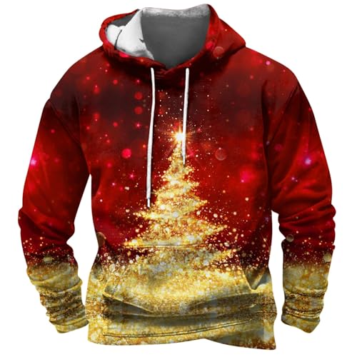 DHYUEN Kostüm Weihnachten Multi Taschen Pullover & Strickjacken Für Herren Patchwork Fraben Weihnachtspullover Für Herren Ugly Christmas Sweater Zipper Weihnachtspullover Trendy(1-Yellow,L) von DHYUEN