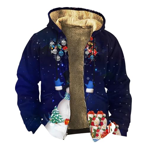 DHYUEN Pullover & Strickjacken Für Herren Freizeit Warme Winterjacken Oversized Fleecejacke Herren Mit Kapuze Sportjacke Mit Kapuzen Strickjacke Streetwear Trainingsjacke Herren(4-Dunkelblau,7XL) von DHYUEN