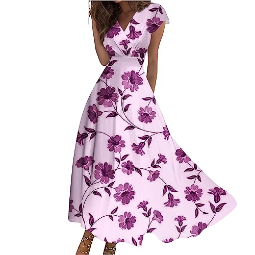 Sommerkleid Damen Regular Fit Etuikleid Schlichtes Einfarbiges Strandkleid Wickelkleid Kurzes Partykleider Einfarbig Wickelkleid Drucken Cocktailkleid Spleißen Cocktailkleid(M,3-Hot Pink) von DHYUEN