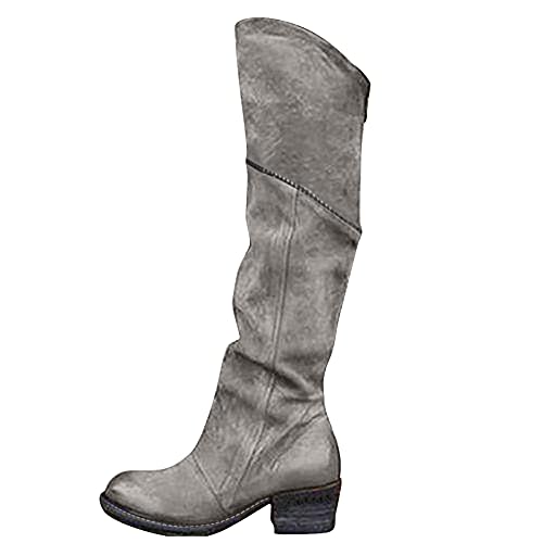 DHYUEN Stiefeletten Damen Protective Schnürstiefeletten Frauen Schnürstiefeletten Schlüpfen Boots Stiefel Plateau Boots Bequem Frauen Stiefel Schnürboots Winterschuhe Barfußschuhe Halbschuhe(Grau，39 von DHYUEN