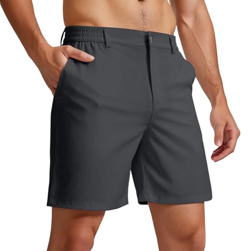 DHYUEN Trainingsshorts Herren Atmungsaktive Fahion Trachtenhose Bermuda Shorts Outdoor Boxershorts Arbeitshose Mode Mulit Taschen Chino Hose Herren Schwarz Outdoorhose(1-Dark Gray,L) von DHYUEN