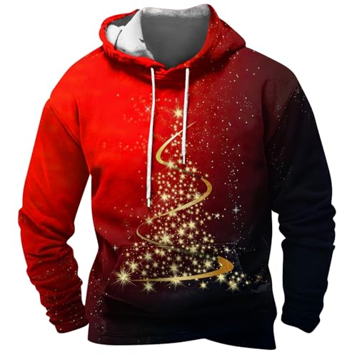 DHYUEN Weihnachtspullover Herren Atmungsaktiv Locker Hoodie Decke Patchwork Farben Neu (1-Wine, 4XL) von DHYUEN