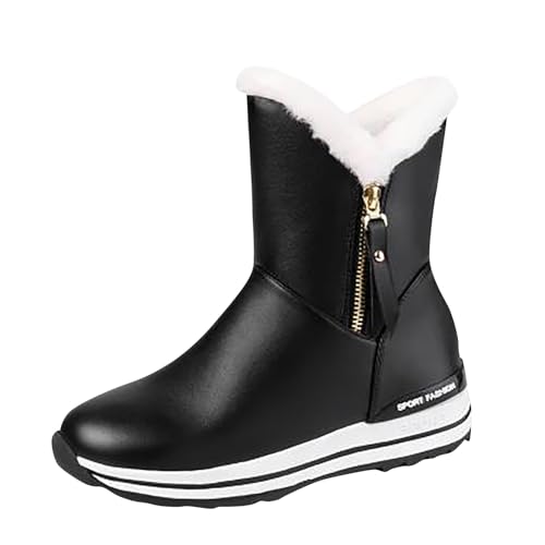 Damen Winterschuhe Höhe Wasserdicht Mini-Stiefel Herbst Schlüpfen Boots Snow Boot Grün Mini-Stiefelette Stiefelette Oberschenkelhohe Stiefel Atmungsaktiv Flache Schuhe Biker Ankle Boots(Schwarz，38） von DHYUEN