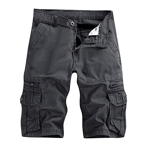 Dhyuen Herren Cargo Shorts Regular Fit Sommershorts Arbeitsshorts Casual Outdoor Jogginghose Kurz Hose Trainingshose Shorts Bermuda Sporthose Shorts Wanderhose Sweatpants（33,4-Dark Gray） von DHYUEN