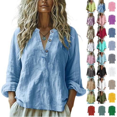 Dirndl Bluse Schwarz Regular V Ausschnitt Top Dirndl Bluse Flügelärmel Freizeit Musselin Bluse Blusenshirt Casual Weiße Bluse Kurzarm Langarmbluse Langarm Top Damen Schwarz(3-Light Blue,M) von DHYUEN