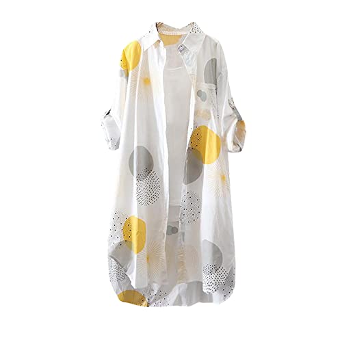 Dirndlbluse Damen Hochgeschlossen Einfrabige T-Shirts & Blusen Für Frauen Bluse 3/4 Arm Damen Holzfällerhemd Musselin Button Down Shirts Karohemd Hemdbluse Damen Lang Long Bluse Bluse(3-Yellow,XL) Dirndlbluse Damen Hochgeschlossen Einfrabige T-Shirts & Blusen Für Frauen Bluse 3/4 Arm Damen Holzfällerhemd Musselin Button Down Shirts Karohemd Hemdbluse Damen Lang Long Bluse Bluse(3-Yellow,XL) von DHYUEN