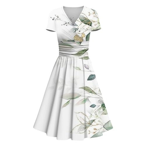 Festliche Kleider Für Damen Mit Blumenmuster Solide Farbe Abendkleid Sommerkleid Midi Elegantes Strandkleid A-Linien Einfarbig Sommerkleid Lang Damen Ballkleid（1-Mint Green，M） von DHYUEN