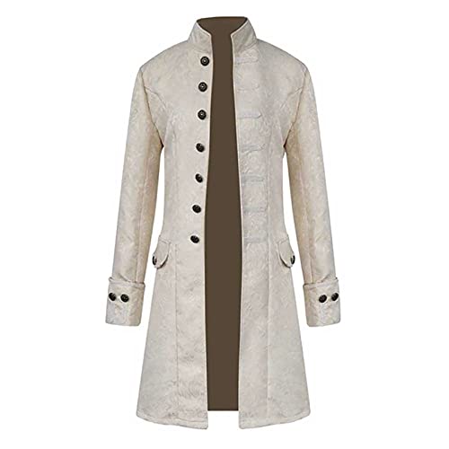 Halloween Herren Gehrock Fasching Halloween Kostüm Jacke Leichtet Unterteile Mantel Slim Fit Oberteile Versorgen Kölner Smoking Renaissance Frack Mantel Uniform Steampunk Kostüm-Outfits（3-White，XXL） von DHYUEN