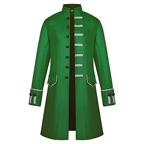 Halloween Herren Mantel for Herren Smoking Print Gehrock Party Oberbekleidung Outdoor Frack Jacke Party Kostüm-Outfits Fasching Halloween Kostüm Frack Mantel Uniform Für Männe Oberteile（2-Green，4XL） von DHYUEN
