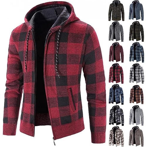 Herren Bomberjacke Isolierter Mantel Herren Wetterfest Herren Jacke Winter Sweatjacke Herren Einfarbig College Jacke Herren Kordelzug Winterjacke Herren Warm Wasserdicht Herren Jacke(2-Wine,XXL) von DHYUEN