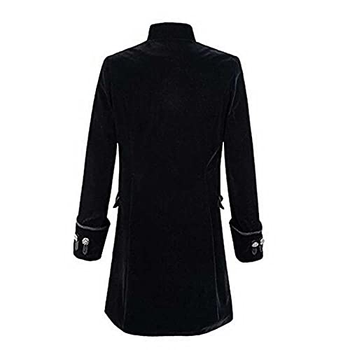 Herren Jacke Frack Lässige Cosplay Kostüm Gothic Beiläufiges Viktorianische Hofuniform Knopfleiste Smoking Jacke Elegantes Shirt Gothic Frock Mantel Dünne Langarmshirt Fasching（L，3-Black von DHYUEN