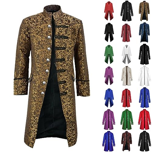 Herren Jacke Frack Regular Fit Freizeitshirt Neuartige Elegantes Langarmshirt Lässiges Mittellang Mantel Dünne Lang Shirt Shirt Casual Cosplay Kostüme Für Männer Streetwear Kostüm（XXL，1-Yellow von DHYUEN