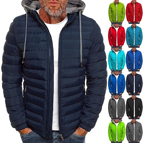 Herren Steppjacke Windbreaker Herren Winterjacken Erfrischendes Leichte Steppjacke Herren Steppjacke Herren Leicht Wetterfest Lederjacke Herren Echtleder Casual Beheizbare Jacke Herren(1-Navy,XL) von DHYUEN