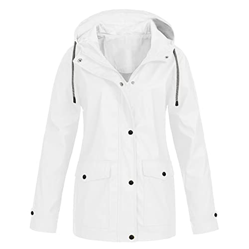 Jacke Fur Damen Kontrastfarbe Ausschnitt Trainingsjacke Core Stretch Anorak Jacket Damen Winter Slim Fit Fahhradjacke Farbabstimmung Fliegerjacke Vintage Drucken Oberbekleidung Vintage(5-White,L) von DHYUEN