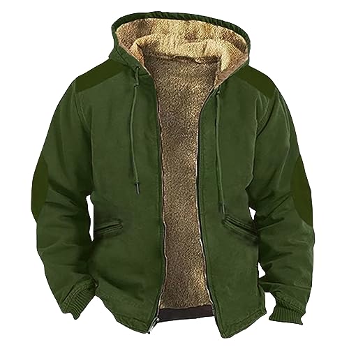 Jacke Herren Übergangsjacke Einfarbige Regenjacken Für Herren Mulit Taschen Motorrad Regenbekleidung Windstopper Jacke Herren Kängurutasche Arbeitsjacke Kordelzug Herren Windbreaker(3-Army Green,L) von DHYUEN