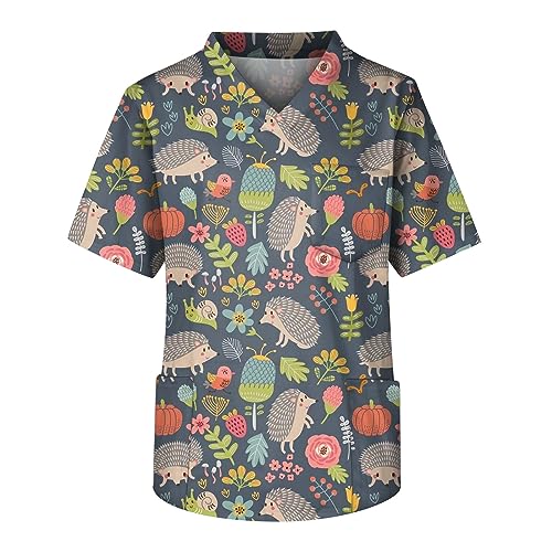 Krankenpfleger Uniformen Herren Komfort Arbeitshose Gerade Tasche Tshirt Arzt Kostüm Herren Doppelte Tasche St Patricks Day Shirt Mulit Taschen T Shirt Fashion St Patricks Day Kostüm(2-Army Green,L) von DHYUEN