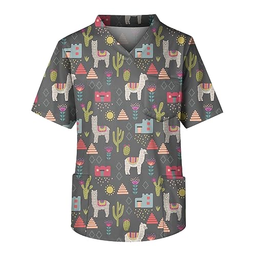 Medizinische Berufsbekleidung Herren Weich Arbeitshose Basic T Shirt St. Patricks Day T-Shirt Mode Arzt Kostüm Herren Mit Brusttasche St Patricks Day Shirt V-Ausschnitt Kasack-Tunika(2-Dark Gray,L) von DHYUEN