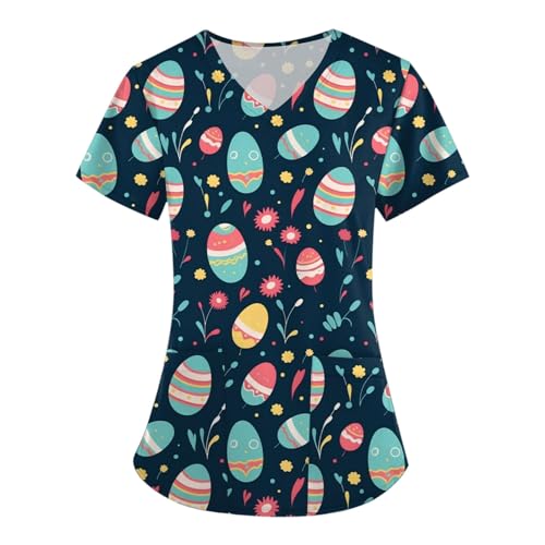 Pflegebekleidung Damen Mit Zwei Taschen Weiße Hose Damen Berufskleidung Atmungsaktiv Schlupfkasack Damen Pflege Arbeitshose Damen Pflege Komfortabel Arbeitshose Damen Weiß Lässige Kasak（2-Navy，3XL） von DHYUEN