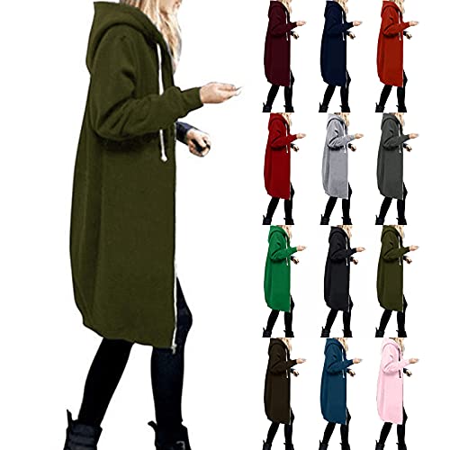 Pullover & Strickjacken Für Damen Reißverschluss Sportjacke Softshelljacke+Damen Trachtenjacke Casual Sweat Shirts Kapuzenjacke Stitch Hoodie Winterjacke Zipper Hoodie Oversized（Armeegrün，M） von DHYUEN