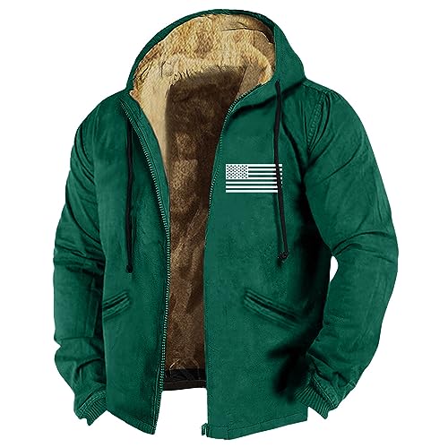 Regenjacke Herren Taschen Herren Softshelljacke Wasserdicht Neu Outdoor Fleecejacken Für Herren Fahrrad Winterjacke Herren Fashion Fleecejacke Herren Kapuze Fleec Warme Winterjacken(2-Dark Green,3XL) von DHYUEN