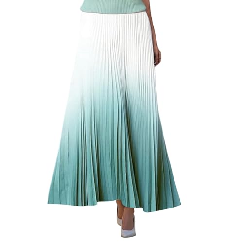 Rock Damen Elegant Bohemien Casual Bleistiftrock Hosenrock Kurz Urlaub Tennis Rock Blusenrock Viktorianische Langer Sommerrock Strandkleid Falten Hosenrock Damen Knielang(3-Light Blue,M) von DHYUEN