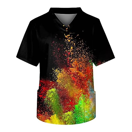 Schlupfkasack Damen Pflege V-Ausschnitt Mit Brusttasche Schlupfkasack Kasack Herren Mit Taschen Casual Krankenhaus Schlupfhemd Medizinische Berufskleidung Sommer Arztkittel Blusen（2-Army Green，3XL） von DHYUEN