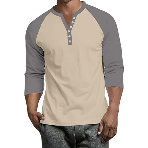 Sport Shirt Herren Langarm V Ausschnitt Sportshirt Poloshirt Herren Patchwork Freizeitshirt Wandershirt Sommer Langarmshirt Schwarz Oberteile Slim Fit Schwimmshirt (2-Gray,L) von DHYUEN