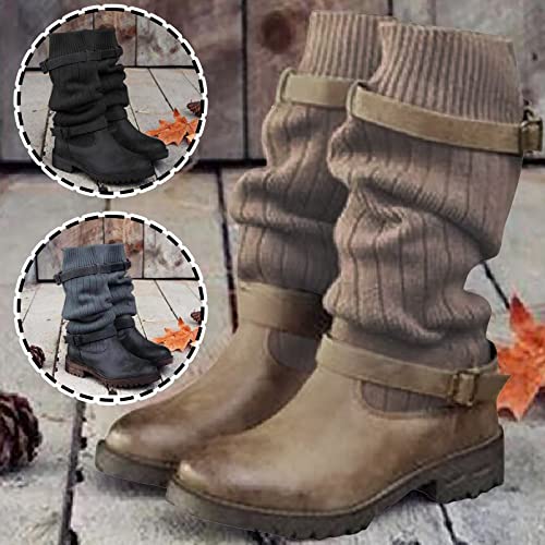 Stiefeletten Wechselfußbett Snow Boot Winter Outdoor Boots Over-The Warm Schneestiefel Barfussschuhe Mini-Stiefel Bequem Schnürstiefeletten Warme Mit Fell Gefütterte Schnürstiefeletten(Schwarz，37） von DHYUEN