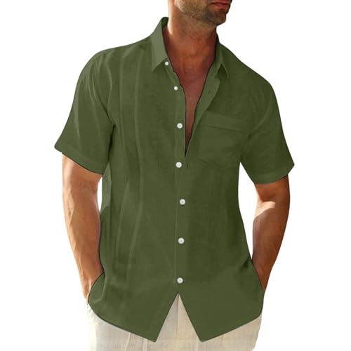 Trachtenhemd Herren Kurzarm Personalisierte Herrenhemden Langarm Comfort Fit Islamische Kleidung Herren Wiech Bonding Shirt Männer Button Down Hemd Herren Männer Anzug T Shirt Bedrucken（2-Green，XL） von DHYUEN