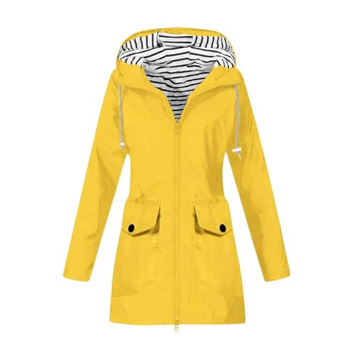 Übergangsjacke Damen Fashion Sportjacke Regenbekleidung Retro Jacket Laufjacke Luftige Warme Meine Bestellungen Anzeigen Winterjacke Lang Übergangsjacke Regenmantel Gefüttert Damen（3-Yellow，L） von DHYUEN