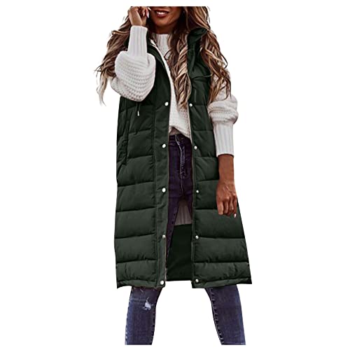 Wildlederjacke Damen Fashion Strickjacke Steppweste Damen Lang Mit Kapuze Laufweste Lässig Windjacke Softshellmantel Mantel Lang Damen Winter Wollmantel Wintermantel Damen Plüschfutter（4-Green，XXL） von DHYUEN