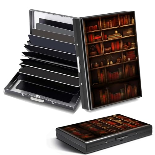 DHYYDSQZ Kreditkartenetui, Mini-RFID-blockierend, Aluminium, schlanke Metall-Hartschale, Bibliotheks-Bücherregal, Credit Card Holder, Minimalistisch von DHYYDSQZ