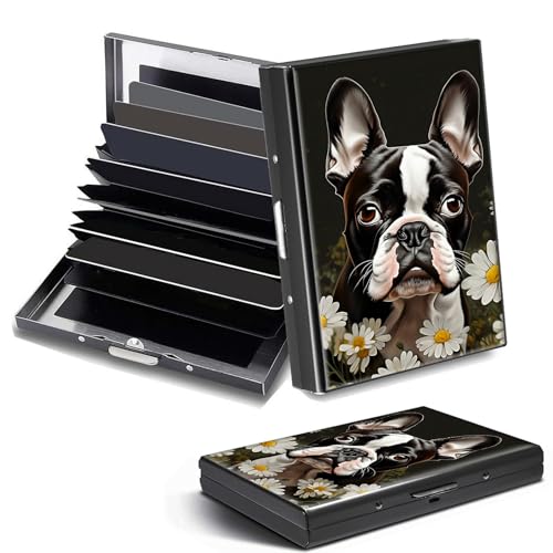 DHYYDSQZ Kreditkartenetui, Mini-RFID-blockierend, Aluminium, schlanke Metall-Hartschale, Boston Terrier Hund, Credit Card Holder, Minimalistisch von DHYYDSQZ