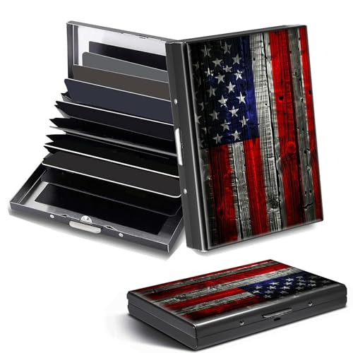 DHYYDSQZ Kreditkartenetui, Mini-RFID-blockierend, Aluminium, schlanke Metall-Hartschale, Flagge der USA, Credit Card Holder, Minimalistisch von DHYYDSQZ