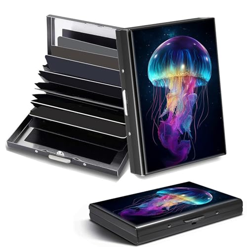DHYYDSQZ Kreditkartenetui, Mini-RFID-blockierend, Aluminium, schlanke Metall-Hartschale, Galaxy Qualle, Credit Card Holder, Minimalistisch von DHYYDSQZ