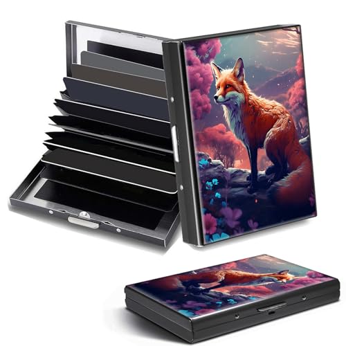 DHYYDSQZ Kreditkartenetui, Mini-RFID-blockierend, Aluminium, schlanke Metall-Hartschale, Niedlicher Fuchs, Credit Card Holder, Minimalistisch von DHYYDSQZ