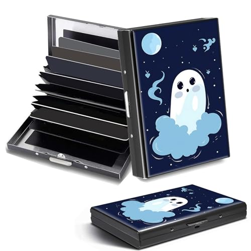 DHYYDSQZ Kreditkartenetui, Mini-RFID-blockierend, Aluminium, schlanke Metall-Hartschale, Niedliches kleines gruseliges Halloween, Credit Card Holder, Minimalistisch von DHYYDSQZ