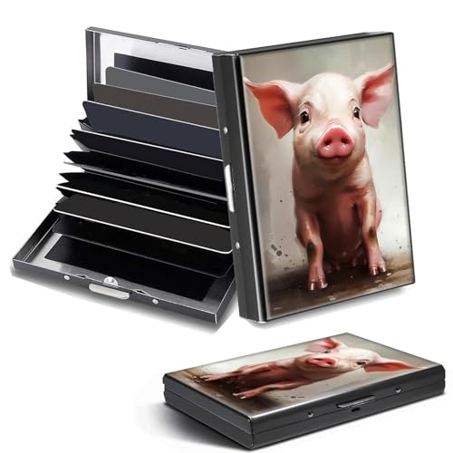 DHYYDSQZ Kreditkartenetui, Mini-RFID-blockierend, Aluminium, schlanke Metall-Hartschale, Süßes Schwein, Credit Card Holder, Minimalistisch von DHYYDSQZ