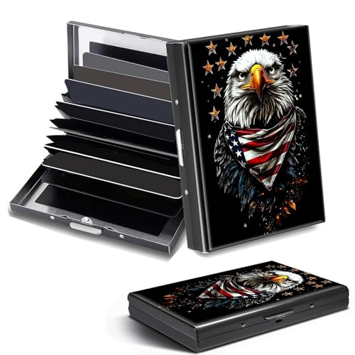 DHYYDSQZ Kreditkartenetui, Mini-RFID-blockierend, Aluminium, schlanke Metall-Hartschale, Weißkopfseeadler-Flagge, Credit Card Holder, Minimalistisch von DHYYDSQZ