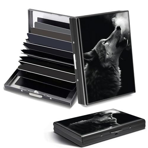 DHYYDSQZ Kreditkartenetui, Mini-RFID-blockierend, Aluminium, schlanke Metall-Hartschale, Winterwolf heulend, Credit Card Holder, Minimalistisch von DHYYDSQZ