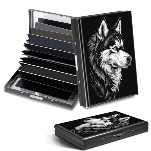 DHYYDSQZ Kreditkartenetui, Mini-RFID-blockierend, Aluminium, schlanke Metall-Hartschale, wolf, Credit Card Holder, Minimalistisch von DHYYDSQZ