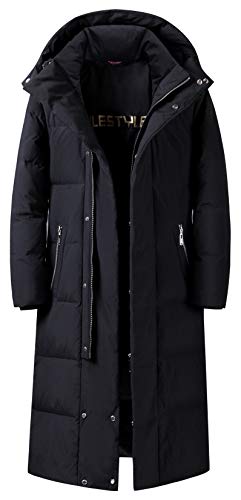 DHYZZ Herren Winter Dicke Warme Schwere Daunen Mantel Winddicht Mit Kapuze Lange Daunen Jacke Parka (Schwarz,XX-Large) von DHYZZ