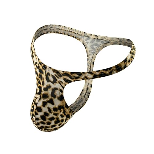 Männer Tangas G String Unterwäsche Sexy Ultra Dünne Unterhosen Penis Pouch T-Back Dessous Hombre Höschen-Gelb Leopard-XXL von DHaey