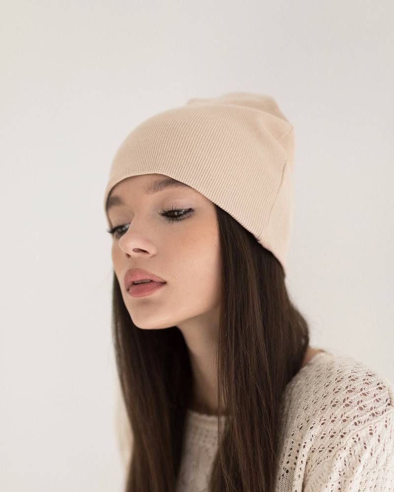 Slouchy Beanie Aus Baumwoll-Jersey Doppelschichtige Herbstmütze von DHatsStore