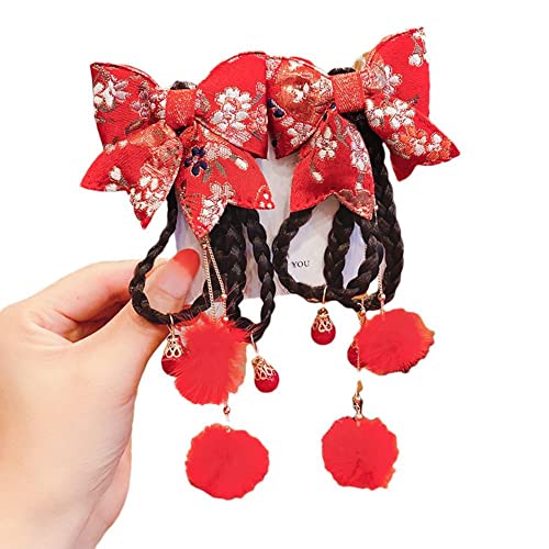 Chinesischen Stil Neujahr Haarnadeln Hanfu Kinder Haar Clips Rote Blume Sektor Hea Quaste Haar für Mädchen Kopfschmuck M1f1 Lange Clips von DHliIQQ