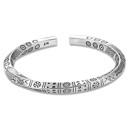 DHliIQQ Verheißungsvolles Totem Ethnisches Armband Vintage Distressed Totem Runen Geschnitzt Ethnisch Für Männer Manschette Armreif S0X1 Exotisch Geschnitzt Manschette Armreif von DHliIQQ