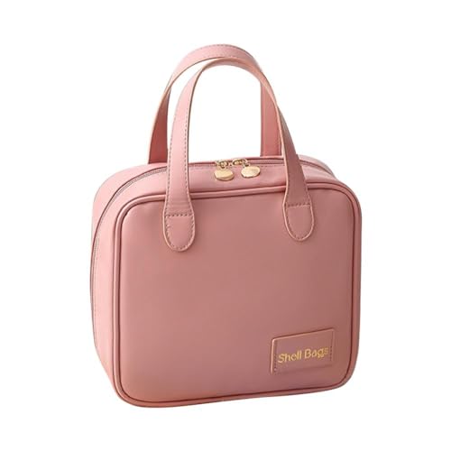 Kosmetiktaschen Reise Make-up Tasche für Frauen Tragbare Wasser-Resistent Toilettenartikel Leder Offen Machen PU Organizer Beutel Up Flache Tasche, rose, 1PC von DHliIQQ