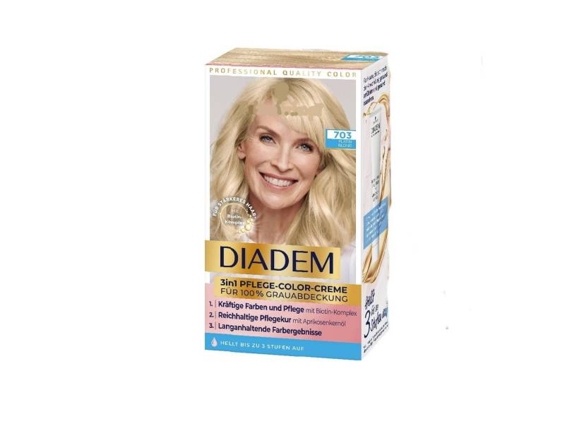 DIADEM Haarfarbe 1x DIADEM 3 in 1 Pflege-Color-Creme 703 Platin Blond Stufe 3, 1-tlg., 703 Platinblond von DIADEM
