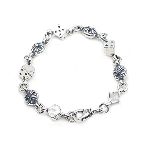 CCBUY 925 Sterling Silber Würfel Kreuz Blumen Armband Trendy Hip-Hop Trend Männer und Frauen Paare Armbänder Armbänder und Armreifen von DIAGRAM